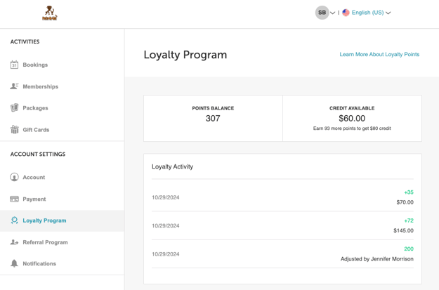 10.2 My Account Loyalty Points -Screenshot