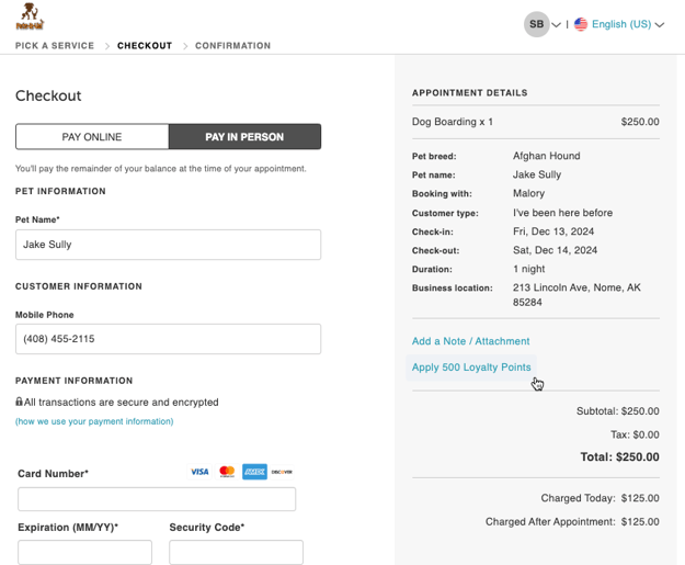 10.3 Loyalty Points in Booking Widget