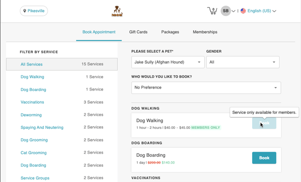 4.3 Members Only Service on Booking Widget - Define Member Benefits