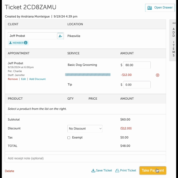 Tip on Printed Receipt